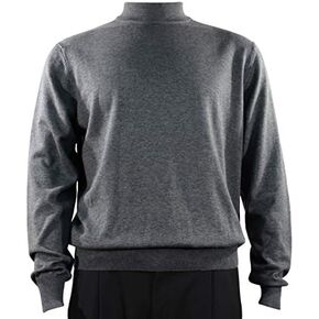 Bassiri Mock Neck, Full Cut, Long Sleeve. Knit Men's Dark Grey Sweater in Saudi Arabia