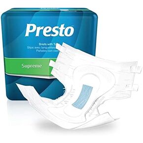 PRESTO Supreme Full Fit Incontinence Diapers/Briefs for Women and Men - Adult Diapers, Disposable, Bariatric Up to 95" Waist, 32/Case (4 Bags of 8) in Saudi Arabia