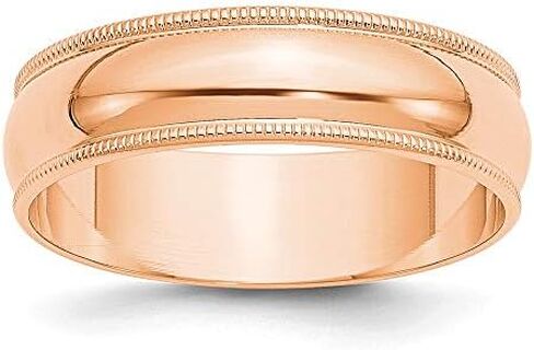 14k Rose Gold 6mm Milgrain Plain Classic Dome Wedding Band Ring in Saudi Arabia