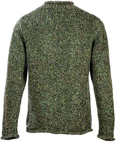 Aran Woollen Mills Irish Roll-Neck Green Fisherman Sweater for Men in Kuwait