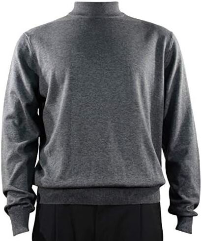 Bassiri Mock Neck, Full Cut, Long Sleeve. Knit Men's Dark Grey Sweater in Saudi Arabia