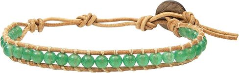 Infinityee888 Leather Bracelet Light Brown Wrap Beads Natural Stone Adjustable for Men Women Teen Girls Yoga Handmade Bohemian Gypsy Boho in Saudi Arabia