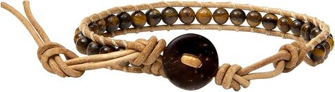 Infinityee888 Leather Bracelet Light Brown Wrap Beads Natural Stone Adjustable for Men Women Teen Girls Yoga Handmade Bohemian Gypsy Boho in Saudi Arabia