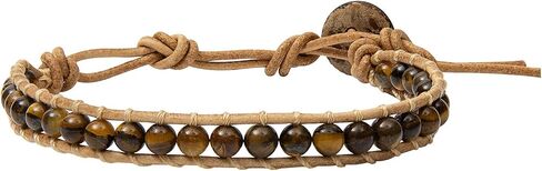 Infinityee888 Leather Bracelet Light Brown Wrap Beads Natural Stone Adjustable for Men Women Teen Girls Yoga Handmade Bohemian Gypsy Boho in Saudi Arabia