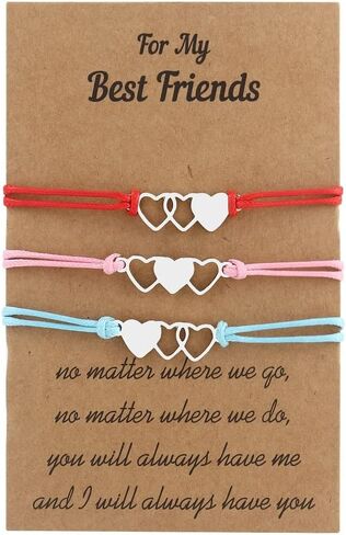 Unisex Adults Alloy Heart Pinky Promise Heart Butterfly Moon Sun Statement Charm Bracelet, 3 Pcs in Kuwait