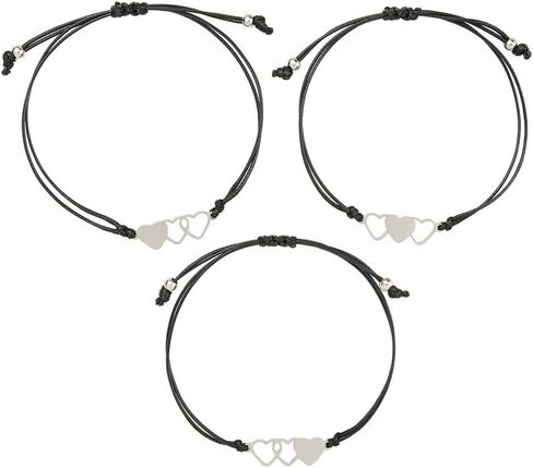 Unisex Adults Alloy Heart Pinky Promise Heart Butterfly Moon Sun Statement Charm Bracelet, 3 Pcs in Kuwait