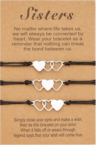 Unisex Adults Alloy Heart Pinky Promise Heart Butterfly Moon Sun Statement Charm Bracelet, 3 Pcs in Kuwait