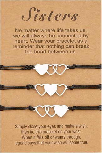 Unisex Adults Alloy Heart Pinky Promise Heart Butterfly Moon Sun Statement Charm Bracelet, 3 Pcs in Kuwait