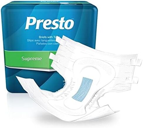 PRESTO Supreme Full Fit Incontinence Diapers/Briefs for Women and Men - Adult Diapers, Disposable, Bariatric Up to 95" Waist, 32/Case (4 Bags of 8) in Saudi Arabia