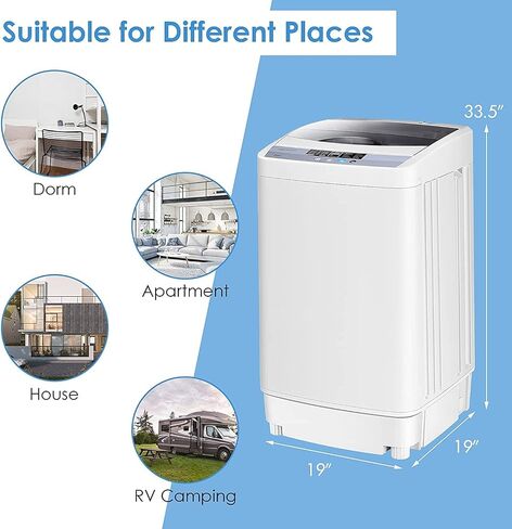 FUTADA Full Automatic Washing Machine, 9.92 Lbs Capacity Laundry Washer & Spin w/ 10 programs 8 Water Level, LED Display, Portable Compact Washing Machine for Camping, Dorms, Apartments in Saudi Arabia