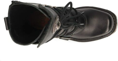 New Rock Unisex M.373-S4 Metallic Black 100% Leather Goth Biker Emo Fashion Reactor Boots in Kuwait