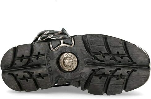 New Rock Unisex M.373-S4 Metallic Black 100% Leather Goth Biker Emo Fashion Reactor Boots in Kuwait