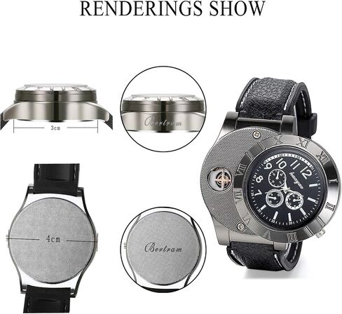 JewelryWe Mens Novelty Cigarette Lighter Watch USB Charging Windproof Quartz Wrist Watch for Valentine’s Day in Kuwait