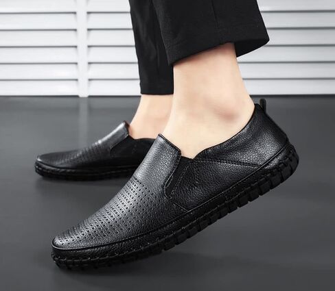 Men's Genuine Leather Loafer Shoes Slip On Soft Business Driving Shoes in Saudi Arabia
