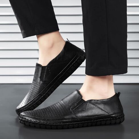Men's Genuine Leather Loafer Shoes Slip On Soft Business Driving Shoes in Saudi Arabia