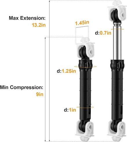 BESTDIY 8182703 Washer Shock Absorber - Compatible with Whirlpool, Maytag, KenmoreSears, Kitchen Aid - Replace 8181646,PS989596,AP3868181,11173231,PS11745030,AP6011831 in Saudi Arabia