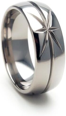 Titanium Ring Wedding Band 8mm, Star Rings, Titanium Wedding Rings in Kuwait