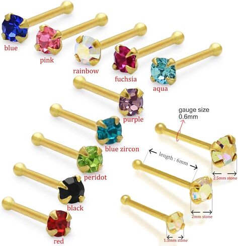 بيرسينجبوينت 9ct الذهب الأنف مسمار - 2.0 مم بينك تشيكوسلوفاكيا الأنف مسمار - الأنف العظمة - مسمار الأنف الصغيرة الأنف - مسمار الأنف - 22 قياس الأنف الدائري in Kuwait