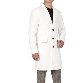 Bonnorth Men's Winter Wool Blend Mid-Length Peacoat Single Breasted Notched Collar Coat