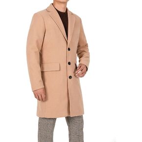 Bonnorth Men's Winter Wool Blend Mid-Length Peacoat Single Breasted Notched Collar Coat in Saudi Arabia