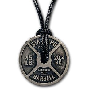 Workout Necklace For Men – Weight Plate Necklace – Dumbbell Necklace for Savages and Rough Guys – Awesome Gym Plate Necklace – Great Present for a Sport Addict – Adjustable Leather Cord in Saudi Arabia