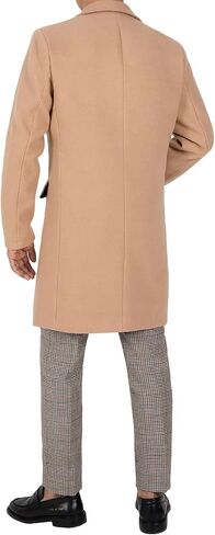 Bonnorth Men's Winter Wool Blend Mid-Length Peacoat Single Breasted Notched Collar Coat in Saudi Arabia
