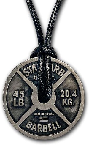 Workout Necklace For Men – Weight Plate Necklace – Dumbbell Necklace for Savages and Rough Guys – Awesome Gym Plate Necklace – Great Present for a Sport Addict – Adjustable Leather Cord in Saudi Arabia