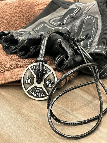 Workout Necklace For Men – Weight Plate Necklace – Dumbbell Necklace for Savages and Rough Guys – Awesome Gym Plate Necklace – Great Present for a Sport Addict – Adjustable Leather Cord in Saudi Arabia