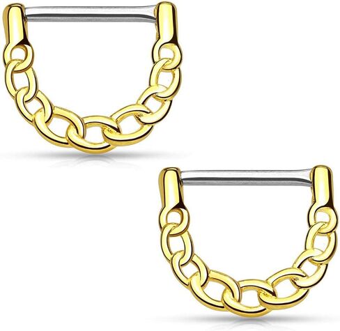 Covet Jewelry Linked Chain Design 316L Surgical Steel Nipple Clicker in Saudi Arabia