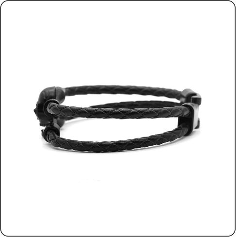 Fusamk Punk Rock Alloy Skull Leather Cuff Bracelet,7.5inches in Saudi Arabia