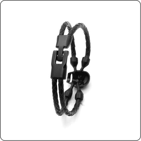 Fusamk Punk Rock Alloy Skull Leather Cuff Bracelet,7.5inches in Saudi Arabia