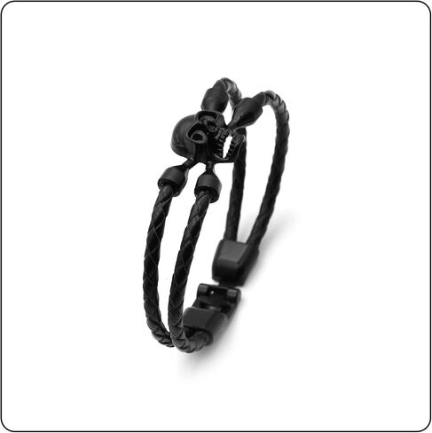 Fusamk Punk Rock Alloy Skull Leather Cuff Bracelet,7.5inches in Saudi Arabia