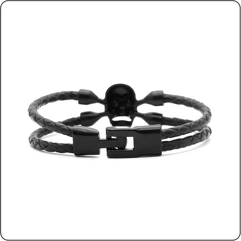 Fusamk Punk Rock Alloy Skull Leather Cuff Bracelet,7.5inches in Saudi Arabia