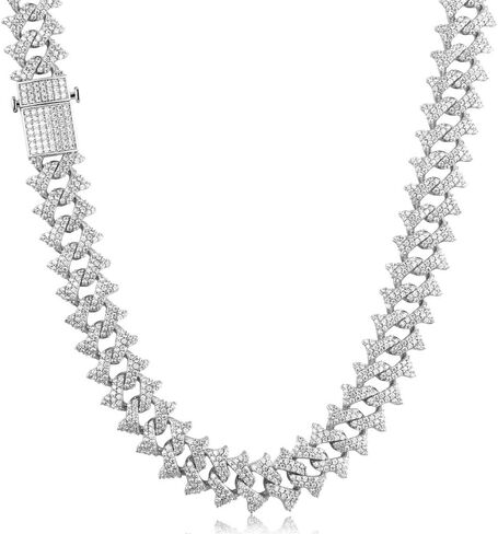 GOLD IDEA JEWELRY قلادة من سلسلة ربط كوبية مثلجة مقاس 18 مم، بيضاء/ذهب عيار 18 قيراط مطلية بالذهب ميامي هيب هوب قلادة ألماس متينة للرجال والنساء هدية عيد ميلاد (مضادة للتشويه، لا تسبب حساسية) in Kuwait