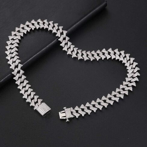 GOLD IDEA JEWELRY قلادة من سلسلة ربط كوبية مثلجة مقاس 18 مم، بيضاء/ذهب عيار 18 قيراط مطلية بالذهب ميامي هيب هوب قلادة ألماس متينة للرجال والنساء هدية عيد ميلاد (مضادة للتشويه، لا تسبب حساسية) in Kuwait