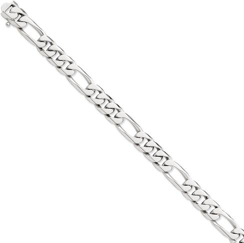 Solid 14k White Gold Big Heavy 10.0mm Figaro Link Chain Bracelet in Saudi Arabia
