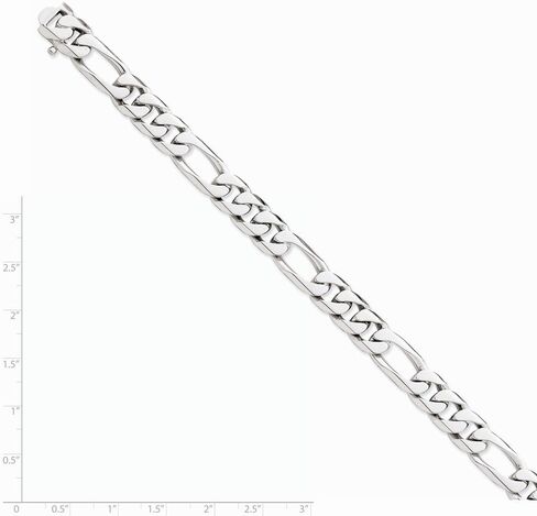 Solid 14k White Gold Big Heavy 10.0mm Figaro Link Chain Bracelet in Saudi Arabia