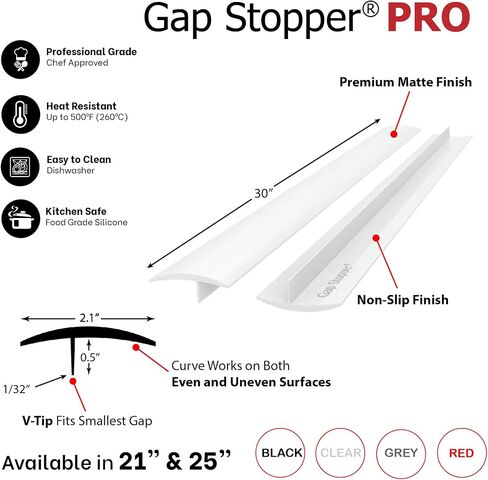 Gap Stopper® Pro - 21" Black, Professional Grade, FDA Heavy 8.6 oz Silicone, Set of 2, Covers Gap between Stove & Countertops in Saudi Arabia