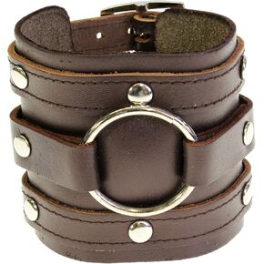 Neptune Giftware Leather Wide Triple Strap Cuff Wrap Gothic Wristband Buckle Fastening