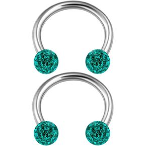 2PCS Surgical Steel Horseshoe Earrings 16 gauge 5/16 8mm 3mm Crystal Ball Lobe Earrings Septum Piercing Jewelry Choose Colors in Saudi Arabia