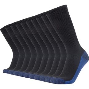 KMM Men's Cotton Full Thick Cushion Crew Socks Moisture Wicking Control Heavy Duty Work Boot Anti Sweat Blisters 10 Pairs