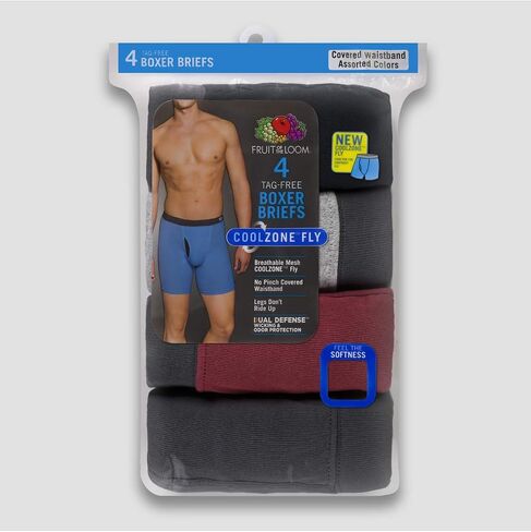 Fruit Of The Loom Mens Coolzone Covered Waistband Boxer Brief 4 Pack, 2XL in Saudi Arabia