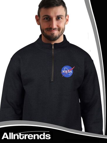 Allntrends Adult Zip Collar Sweatshirt Nasa Embroidered Space Top in Saudi Arabia