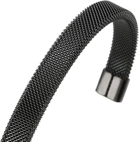 Elastic Adjustable Black Stainless Steel Mesh Cable Bangle Bracelet for Men Women in Kuwait