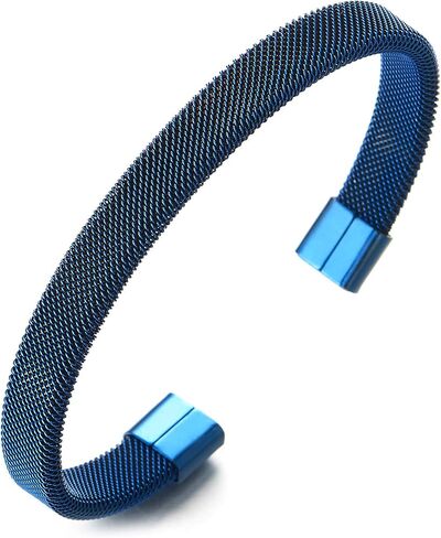 Elastic Adjustable Black Stainless Steel Mesh Cable Bangle Bracelet for Men Women in Kuwait