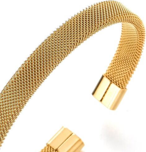 Elastic Adjustable Black Stainless Steel Mesh Cable Bangle Bracelet for Men Women in Kuwait