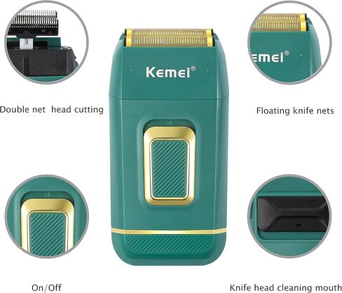 KEMEI Foil Shaver Double Electric Shaver for Men, Professional Electric Razors Head Shaver for Bald Men, Barber Supplies Cordless Rechargeable in Kuwait