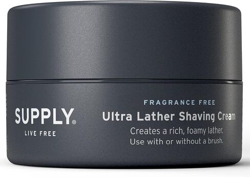 SUPPLY Ultra Lather Shaving Cream Black Pepper & Fig - Hypoallergenic Formula for Men - 3.4 Oz Jar - Naturally Soothes and Protects, Guards Against Razor Burn and Irritation in Kuwait