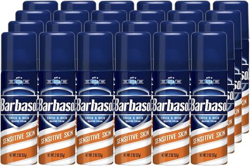 Barbasol Sensitive Skin Thick and Rich Shaving Cream for Men, Travel Size, TSA Approved, 2 oz. (Pack of 24) in Kuwait