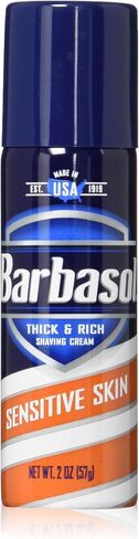 Barbasol Sensitive Skin Thick and Rich Shaving Cream for Men, Travel Size, TSA Approved, 2 oz. (Pack of 24) in Kuwait